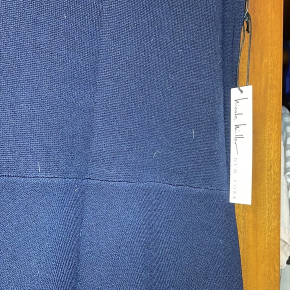 NWT - Nicole Miller New York knit maxi asymmetrical hem dress in navy - Picture 6 of 8